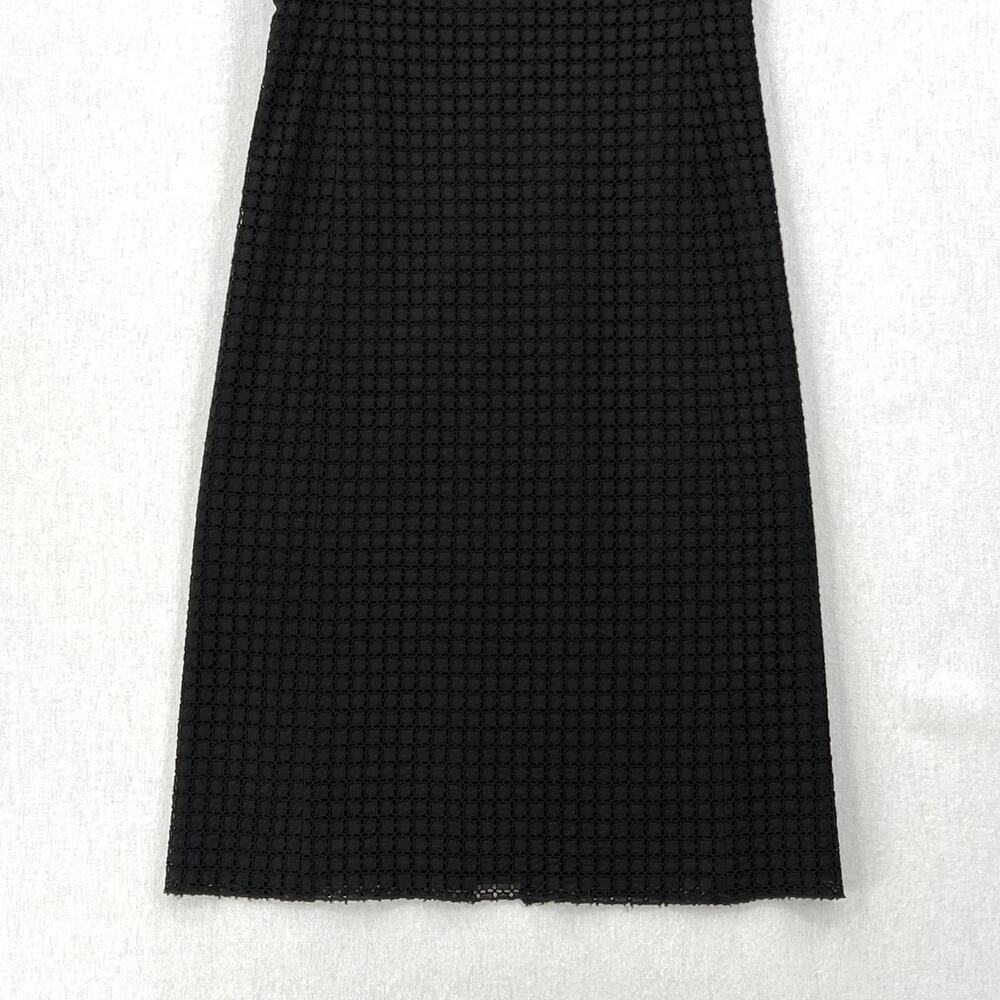 MAX MARA Tempra Cotton Eyelet Lace Crochet Dress Womens 4 Black Sheath Midi - Picture 6 of 14
